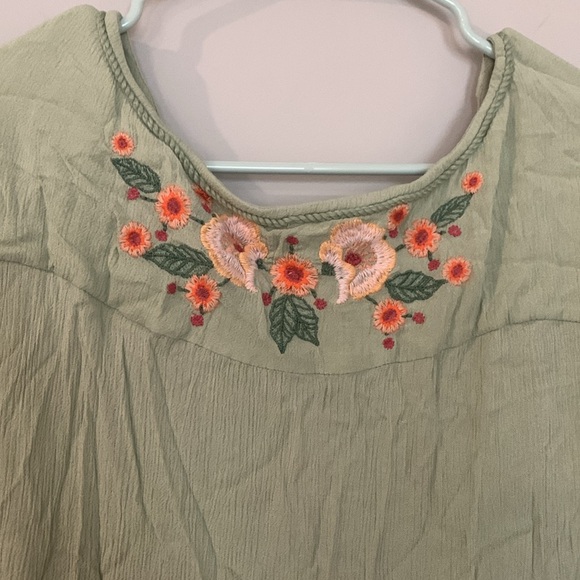 FREE PEOPLE Spell On You Embroidered Mini Dress in Earth Sage Size L - Picture 10 of 13